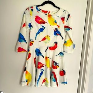 Super cute mini bright bird dress